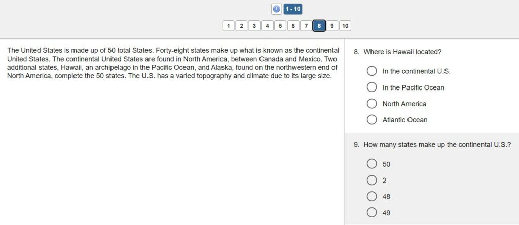 Testlets - Student View